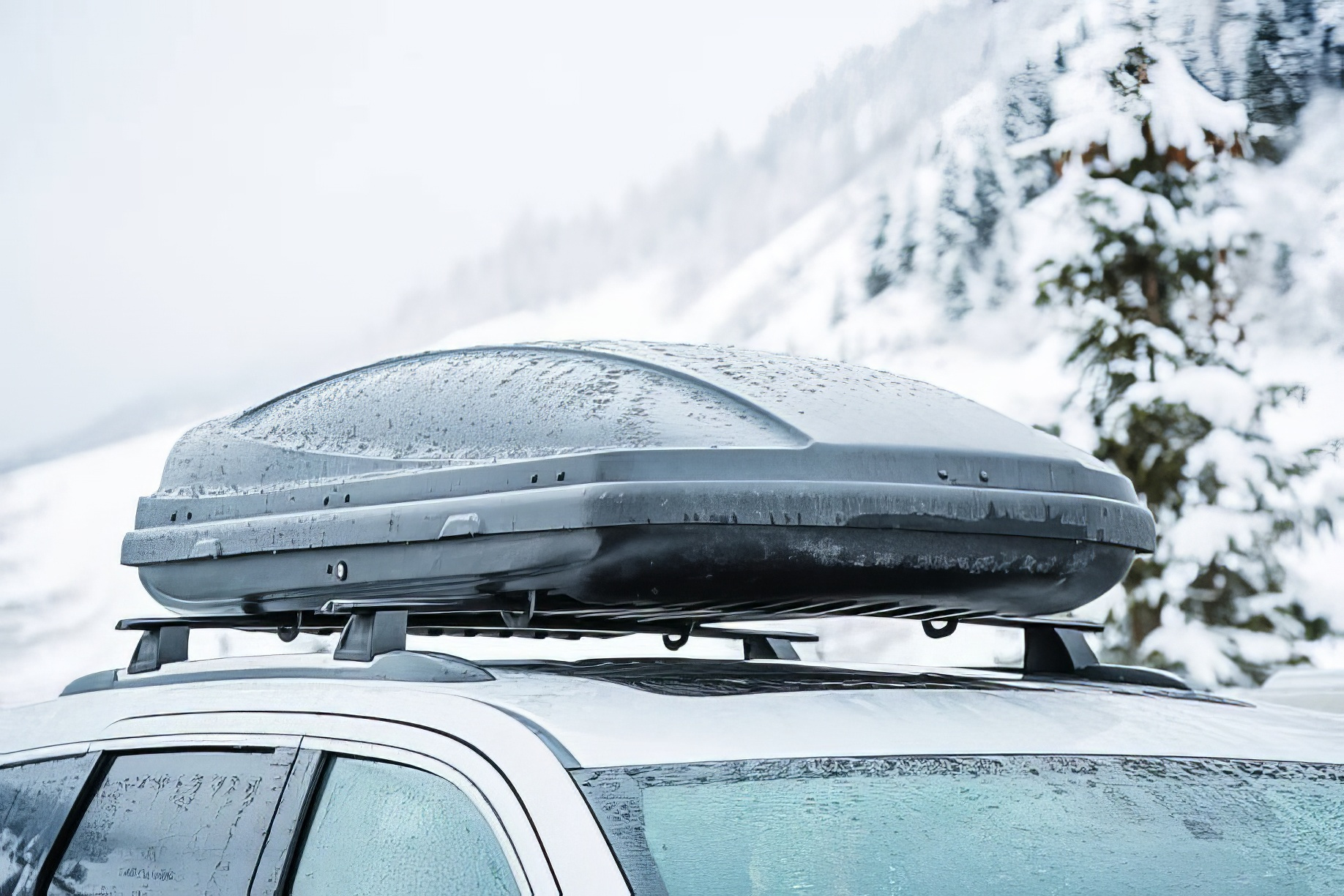 Rooftop cargo box in mountains
